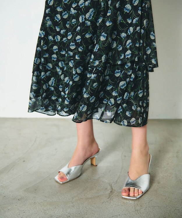 GRACE CONTINENTAL スモールフラワーマーメイドスカート ブラック