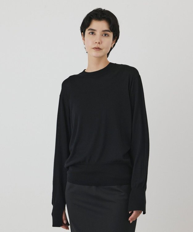 GRACE CONTINENTAL ウールシルククルーニットトップス ブラック