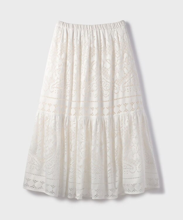 GRACE CONTINENTAL レースティアードスカート ホワイト