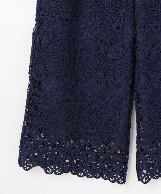 GRACE CONTINENTAL レースストレートパンツ ネイビー