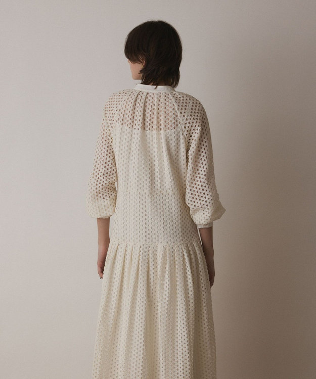GRACE CONTINENTAL メッシュレースカフタンワンピース ホワイト