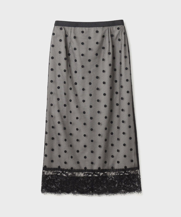 GRACE CONTINENTAL ドットチュールタイトスカート ブラック
