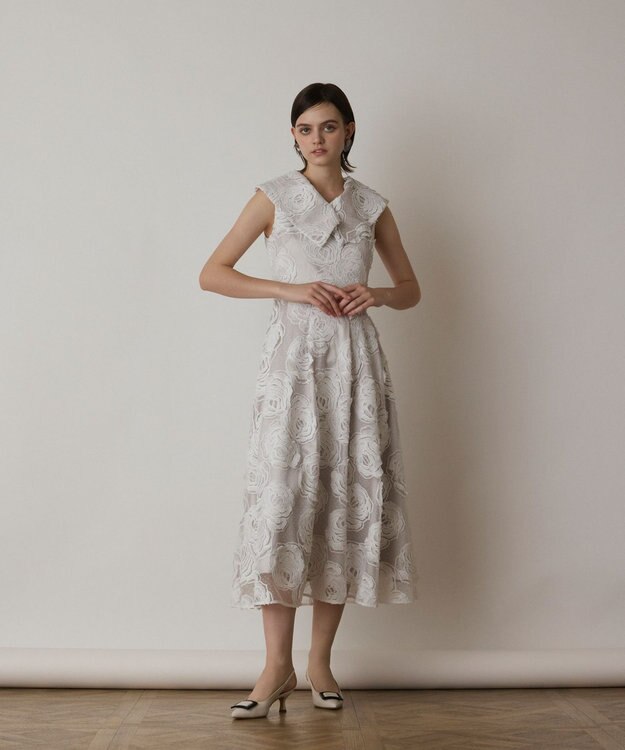 GRACE CONTINENTAL ローズ刺繍ワンピース ホワイト