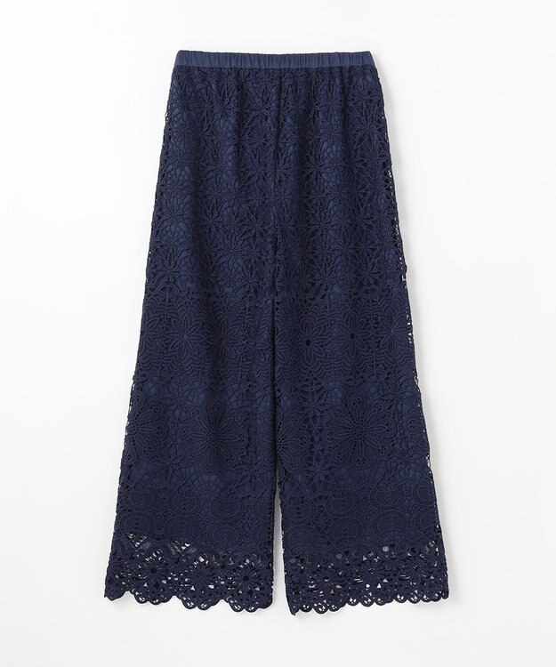GRACE CONTINENTAL レースストレートパンツ ネイビー