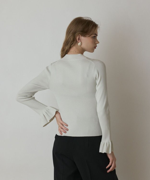 GRACE CONTINENTAL ラメリブニットトップ ホワイト