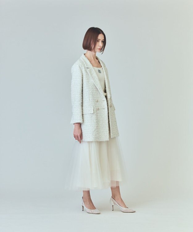 GRACE CONTINENTAL ツイードテーラードコート ホワイト