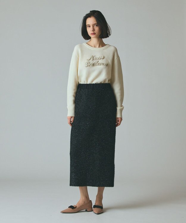 GRACE CONTINENTAL ビジューロゴニットトップ キナリ