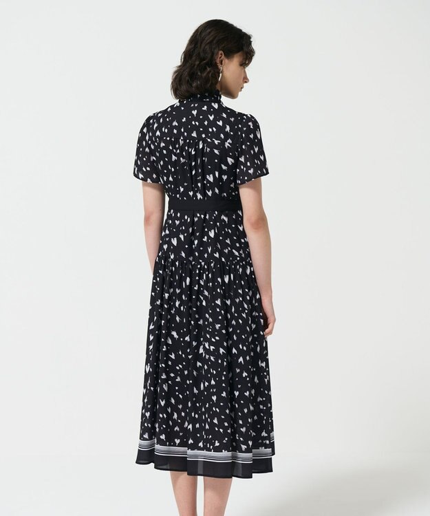 GRACE CONTINENTAL ハートレオパードプリントワンピース ブラック