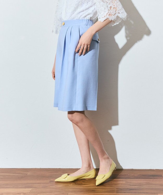 GRACE CONTINENTAL リネンタッチハーフパンツ サックス