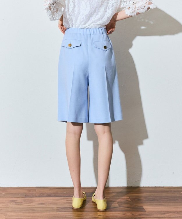 GRACE CONTINENTAL リネンタッチハーフパンツ サックス