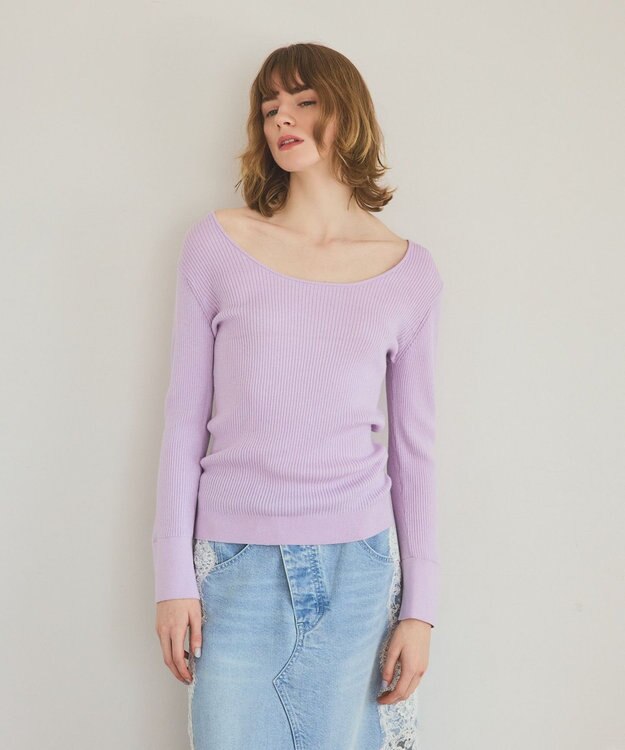 GRACE CONTINENTAL 綿カシミヤインナートップ ラベンダー