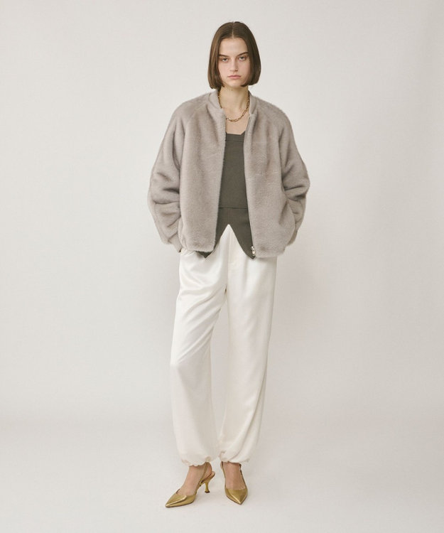 GRACE CONTINENTAL フェイクミンクファーブルゾン グレー