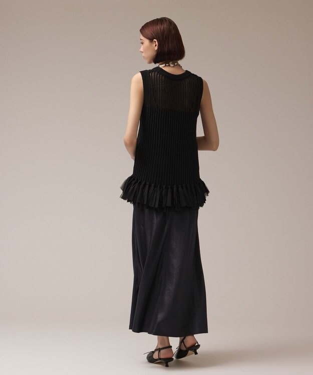 GRACE CONTINENTAL サテンバイアススカート ネイビー