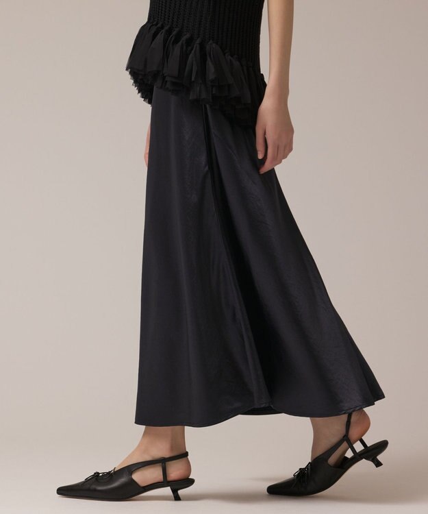 GRACE CONTINENTAL サテンバイアススカート ネイビー