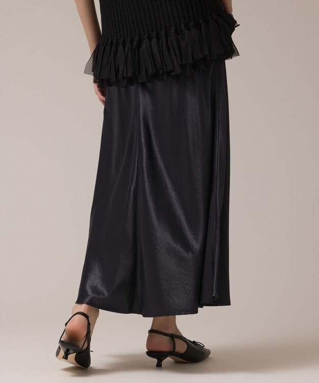 GRACE CONTINENTAL サテンバイアススカート ネイビー