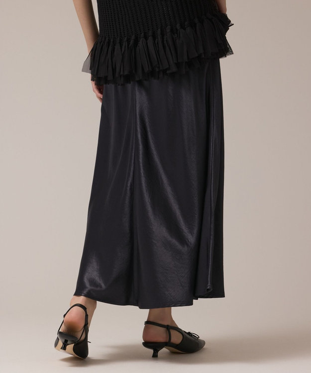 GRACE CONTINENTAL サテンバイアススカート ネイビー