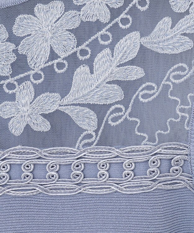 GRACE CONTINENTAL フラワーコードニットトップ ブルー