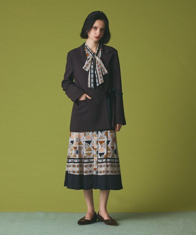 GRACE CONTINENTAL サテンボウ付テーラードジャケット ブラウン