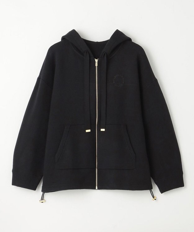 GRACE CONTINENTAL ロゴ刺繍ニットパーカー ブラック