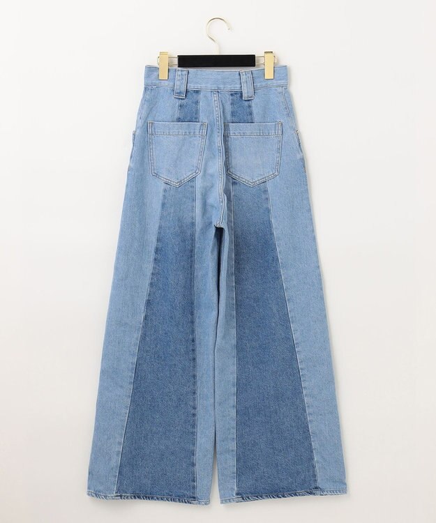 GRACE CONTINENTAL 切替ワイドデニムパンツ サックス
