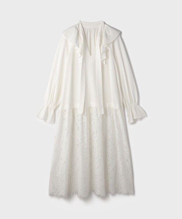 GRACE CONTINENTAL レースコンビフリルカフタンワンピース キナリ