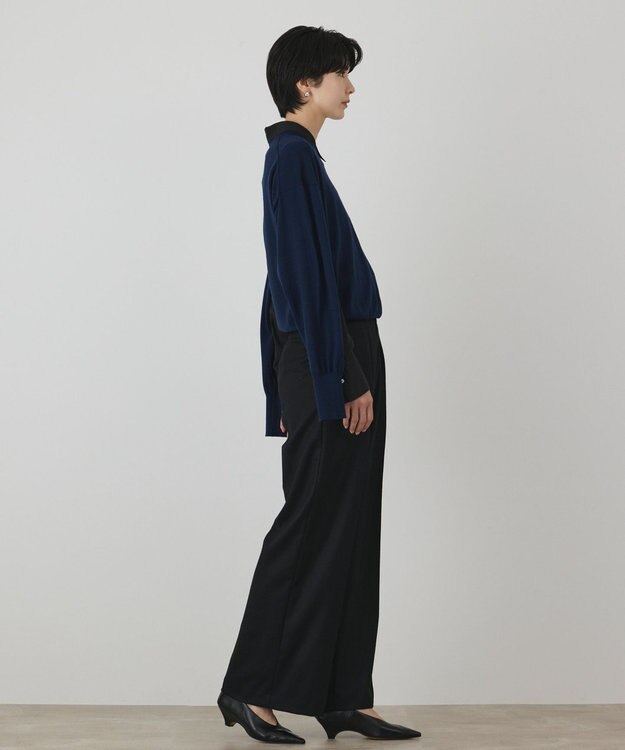 GRACE CONTINENTAL ウールスリットニットトップ ネイビー