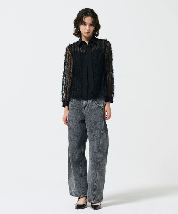 GRACE CONTINENTAL フリンジレースタイ付ブラウス ブラック