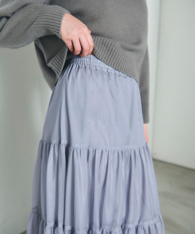 GRACE CONTINENTAL チュールティアードスカート グレー