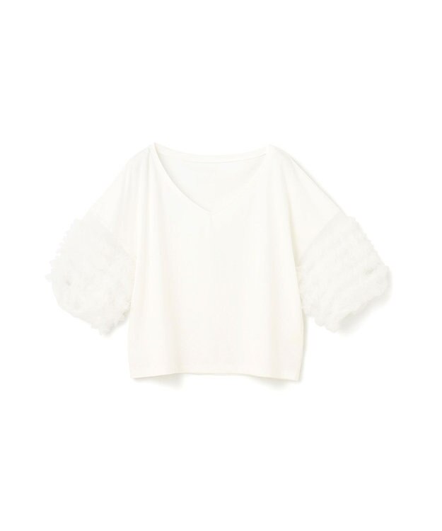 GRACE CONTINENTAL チュールフリルスリーブトップ ホワイト
