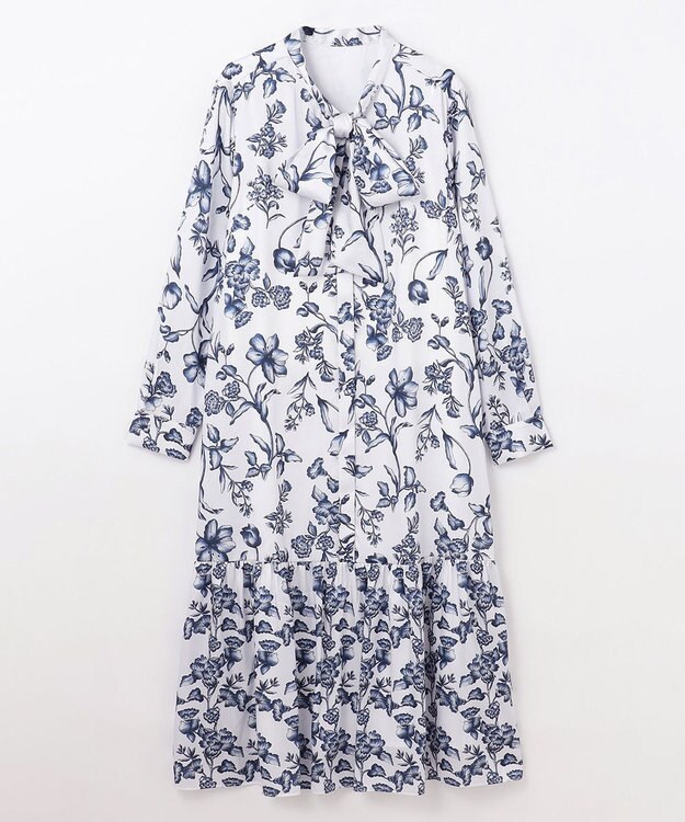 GRACE CONTINENTAL オリエンタルフラワープリントワンピース ホワイト