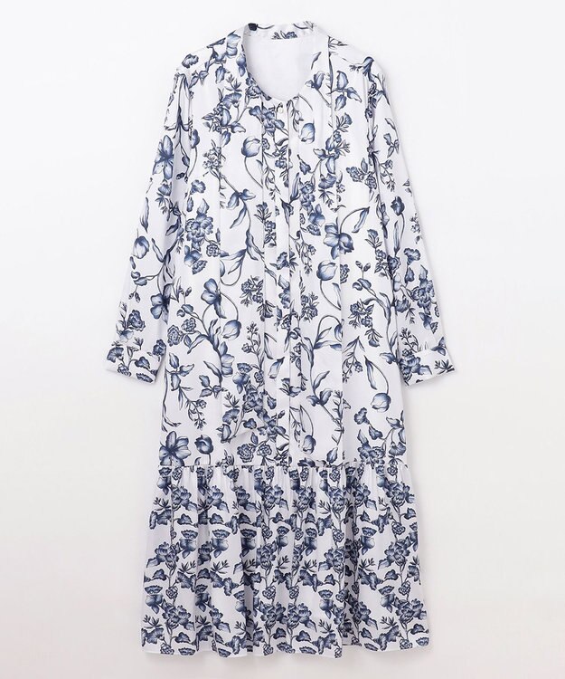 GRACE CONTINENTAL オリエンタルフラワープリントワンピース ホワイト
