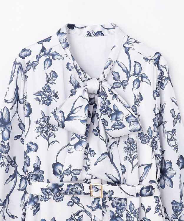 GRACE CONTINENTAL オリエンタルフラワープリントワンピース ホワイト