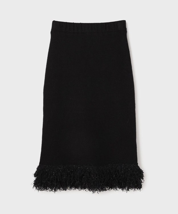 GRACE CONTINENTAL ラメフェザーフリンジスカート ブラック