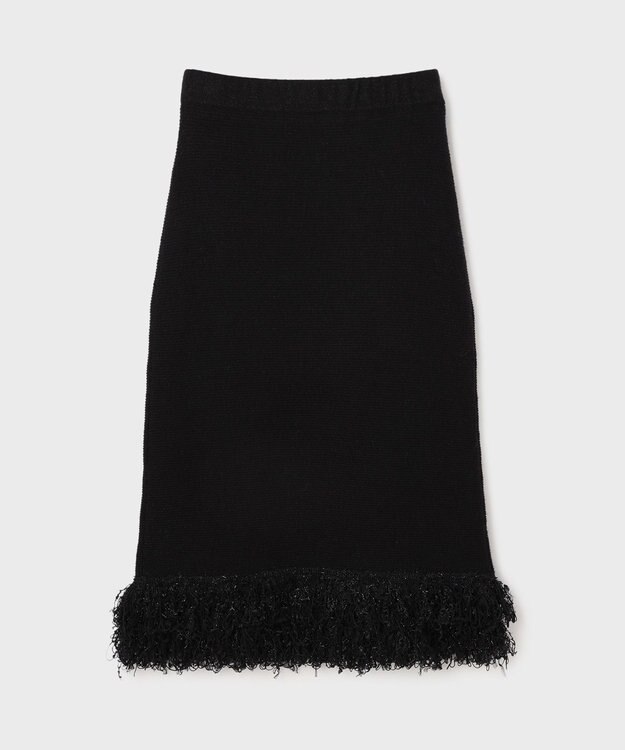 GRACE CONTINENTAL ラメフェザーフリンジスカート ブラック