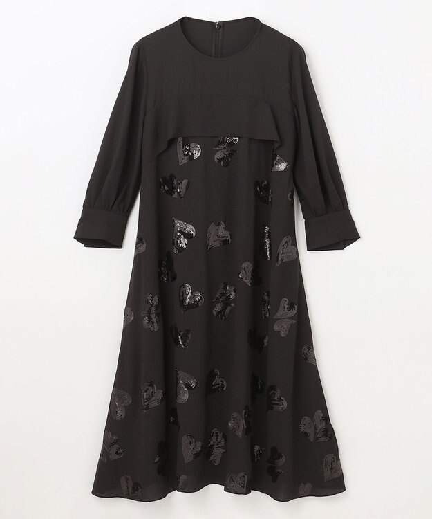 GRACE CONTINENTAL ハートスパンコールワンピース ブラック