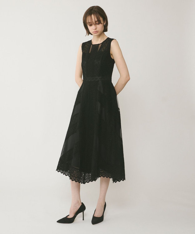 GRACE CONTINENTAL レースパッチワークドレス ブラック