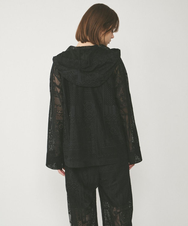 GRACE CONTINENTAL キカレースフード付トップ ブラック