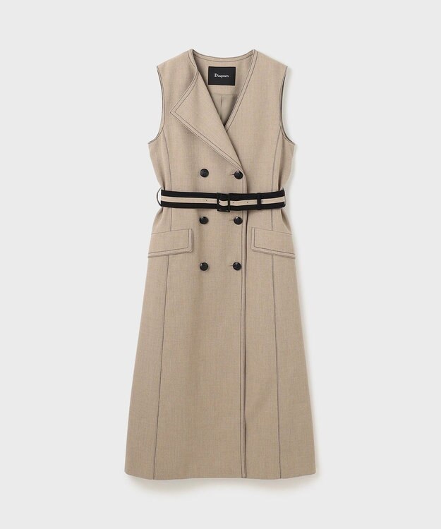 GRACE CONTINENTAL アシンメトリーカラーワンピース ベージュ