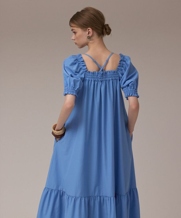 GRACE CONTINENTAL ギャザーロングワンピース ブルー