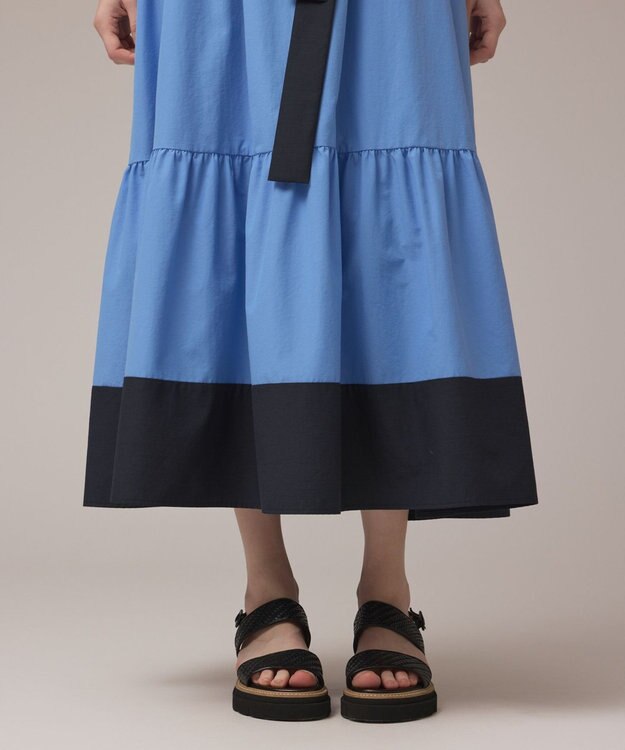 GRACE CONTINENTAL ギャザーロングワンピース ブルー