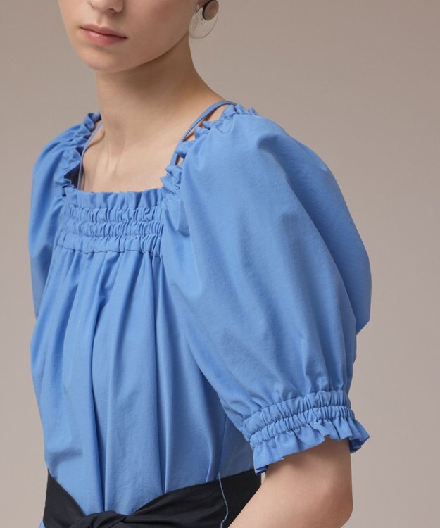 GRACE CONTINENTAL ギャザーロングワンピース ブルー