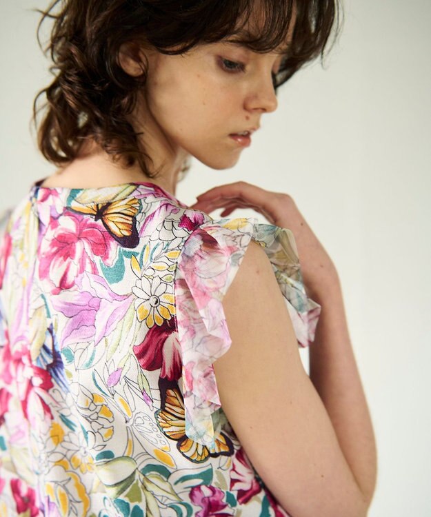 GRACE CONTINENTAL フラワーガーデンプリントトップ ピンク