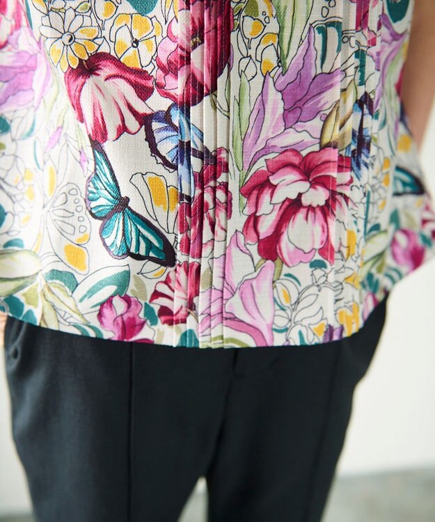 GRACE CONTINENTAL フラワーガーデンプリントトップ ピンク