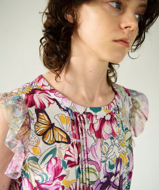 GRACE CONTINENTAL フラワーガーデンプリントトップ ピンク