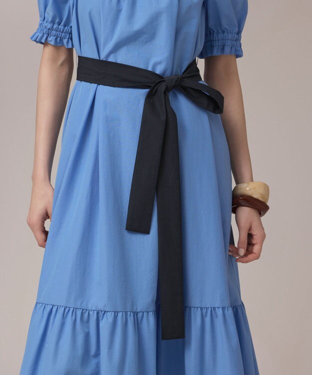 GRACE CONTINENTAL ギャザーロングワンピース ブルー