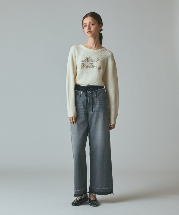 GRACE CONTINENTAL コンビデニムイージーパンツ グレー