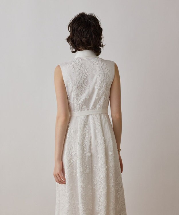 GRACE CONTINENTAL フラワーライン刺繍ワンピース ホワイト