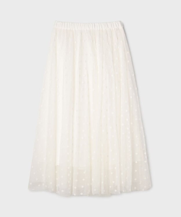 GRACE CONTINENTAL フロッキードットプリーツスカート ホワイト