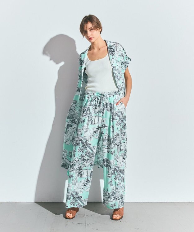 GRACE CONTINENTAL リゾートプリントイージーパンツ ミント