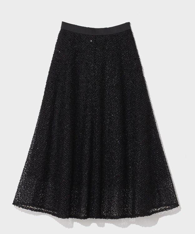 GRACE CONTINENTAL フェザーembドレス ブラック